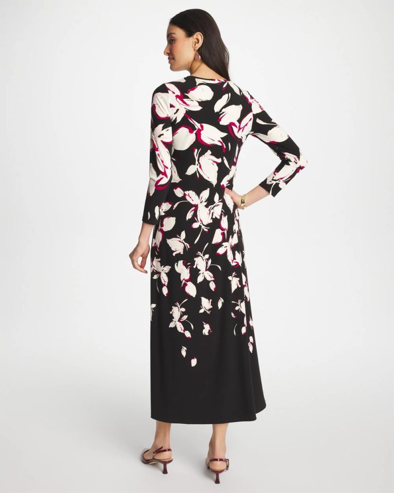 Chicos Column Knit Maxi Dress - BLACK