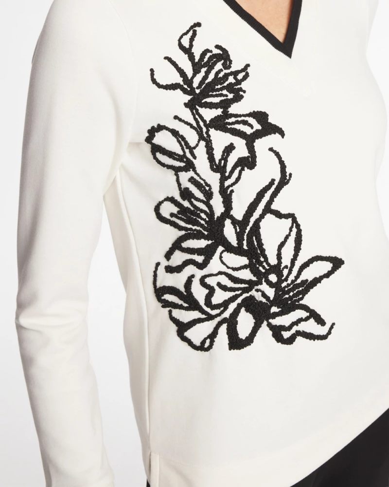 Chicos Zenergy® Double-Knit Applique Top - ECRU