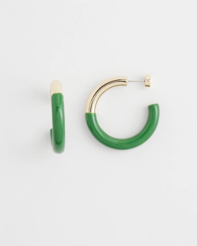 Chicos No Droop™ Green Dipped Hoops - VERDANT GREEN