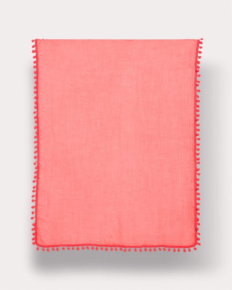 Chicos Pom Pom Oblong Scarf - CALYPSO CORAL
