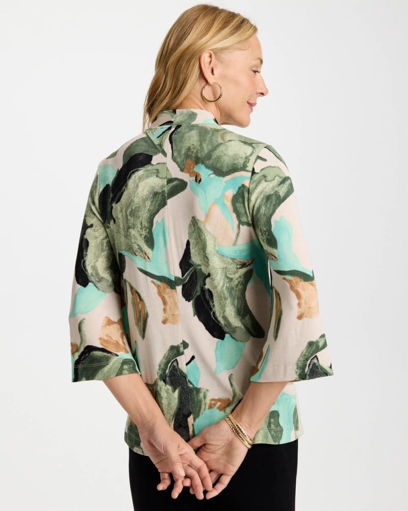 Chicos Travelers™ Bloom V-Neck Kimono Top - KELP FOREST