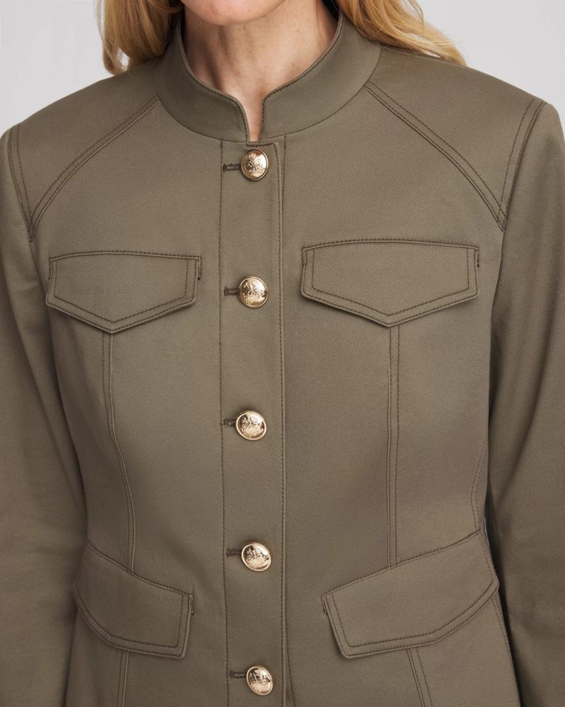 Chicos Peplum Field Jacket - NETTLE LEAF