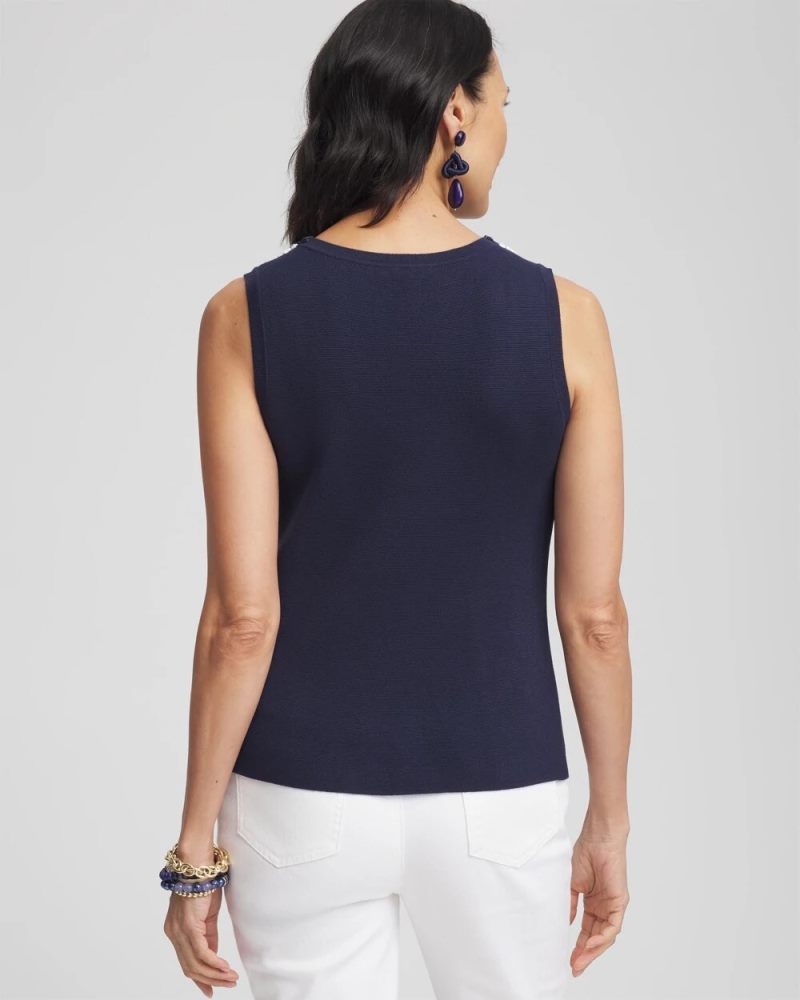 Chicos Contrast-Trim Lady Tank - PASSPORT BLUE