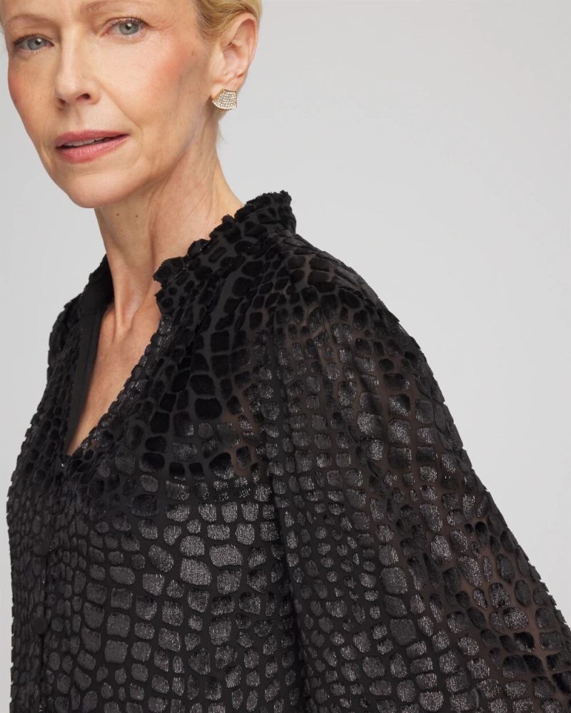 Chicos Burnout Velvet Blouse - BLACK