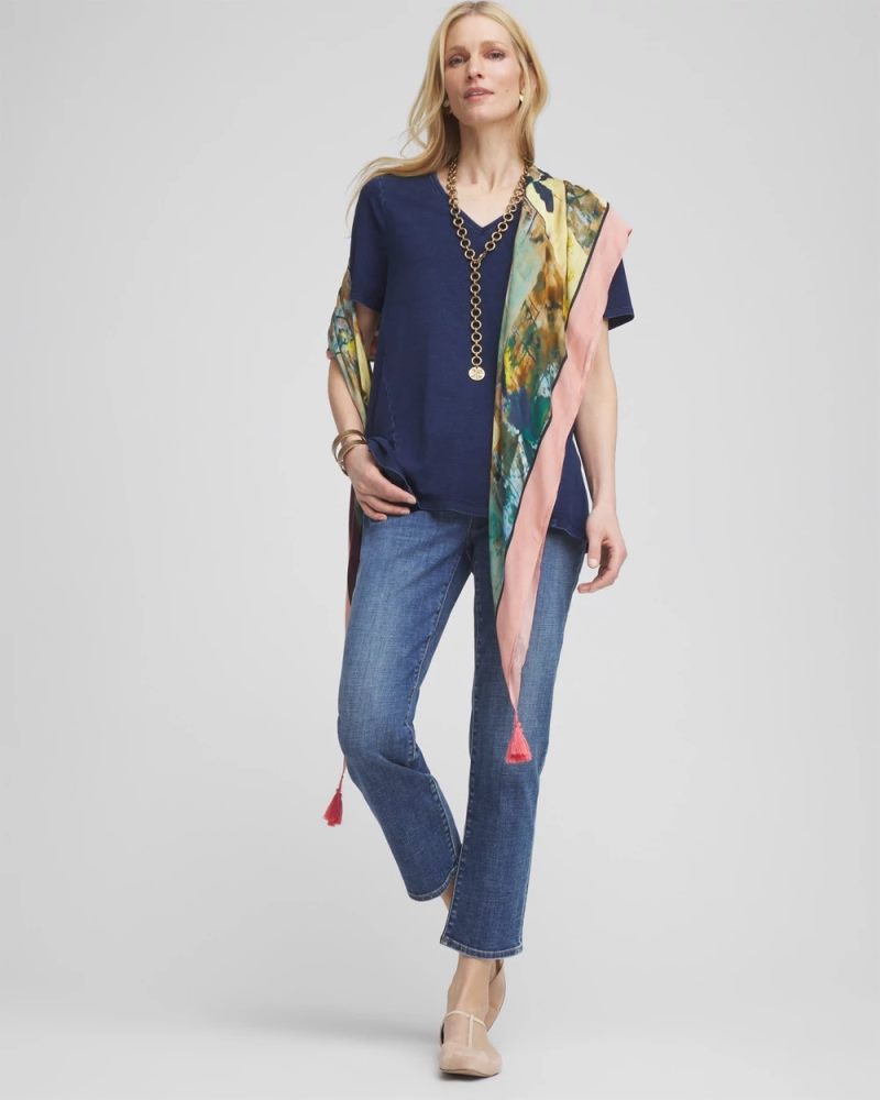 Chicos Denim V-Neck Tee - RIVIERA AUTHENTIC