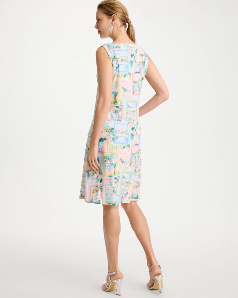 Chicos Jersey Knit Positano Shift Dress - BONDI BLUE