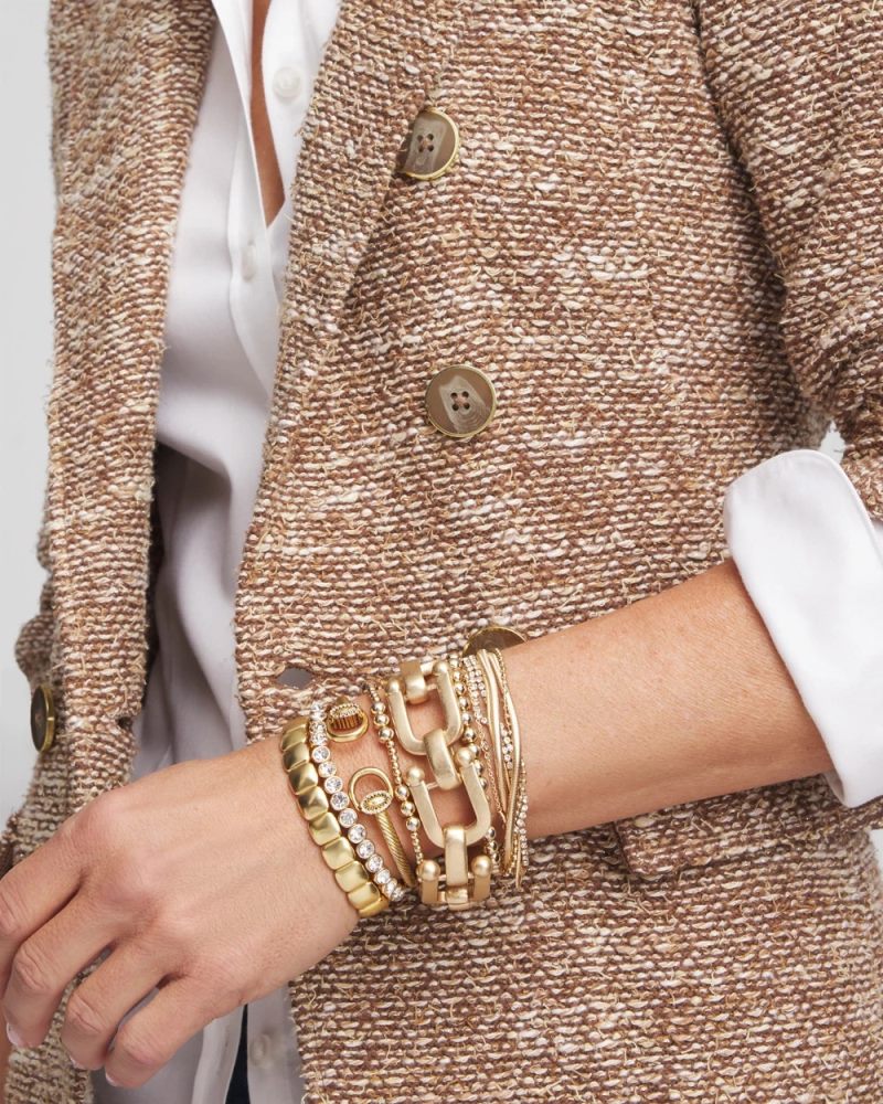 Chicos Golden Matte Square Stretch Bracelet - GOLD