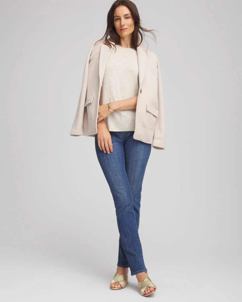 Chicos Crewneck Cashmere Pullover Sweater - LIGHT GRAY