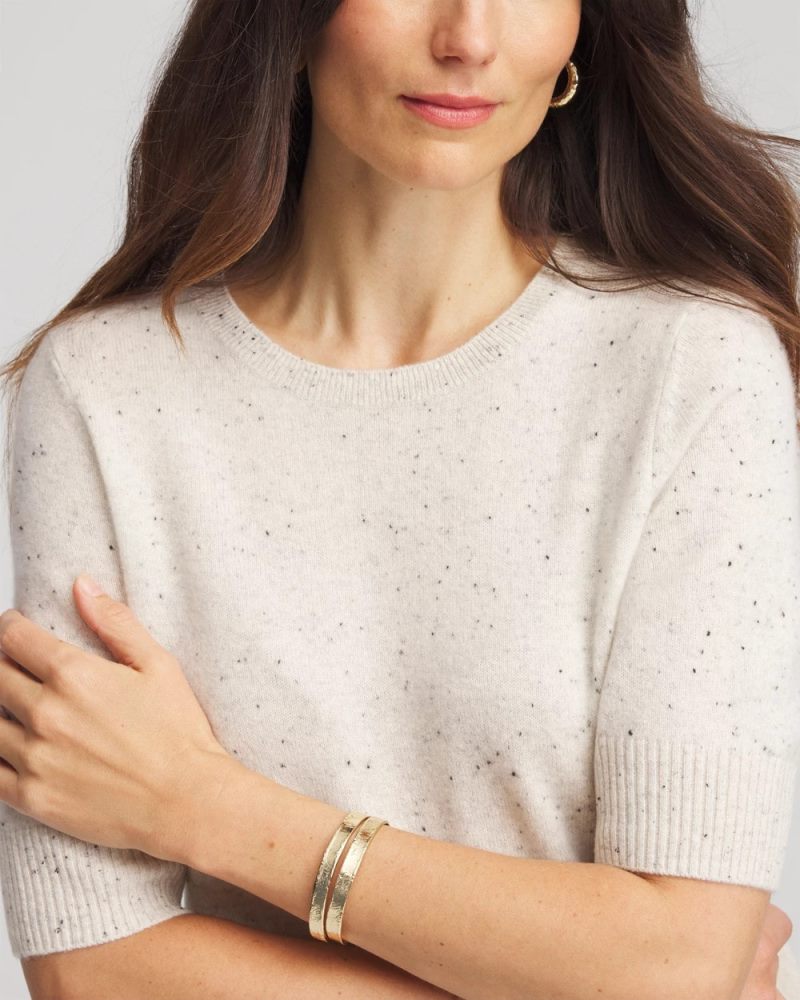 Chicos Crewneck Cashmere Pullover Sweater - LIGHT GRAY