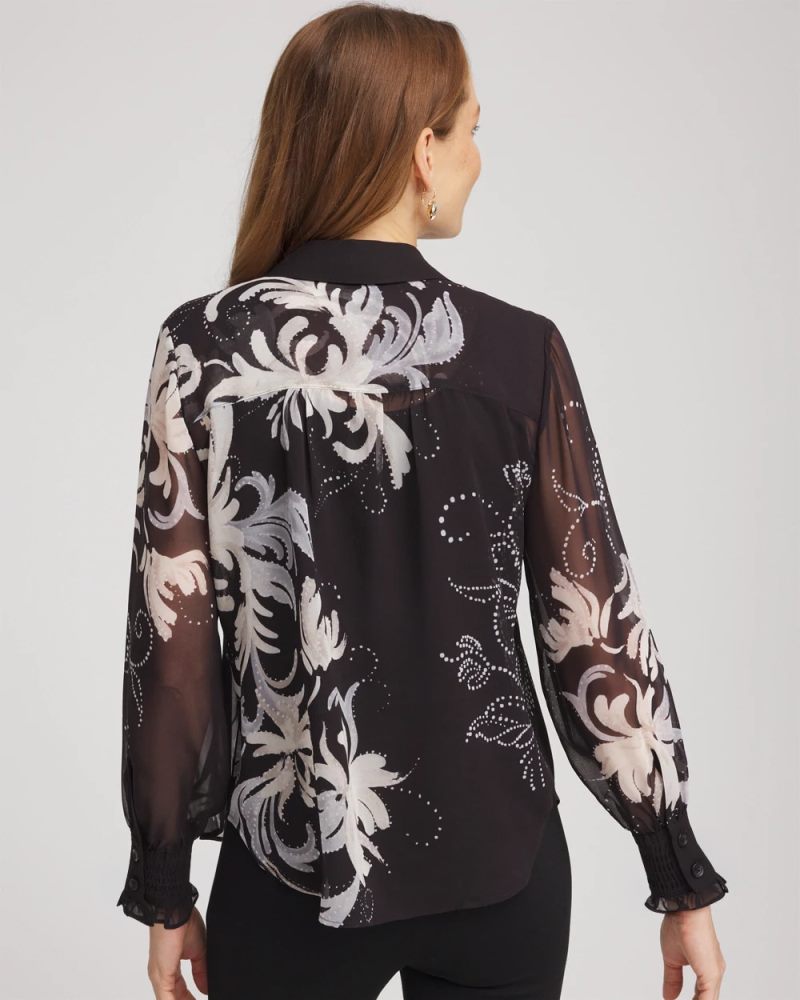 Chicos Georgette Flow Print Blouse - BLACK