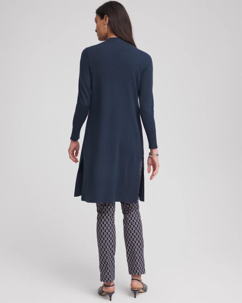 Chicos Novelty Duster Button Cardigan - PASSPORT BLUE