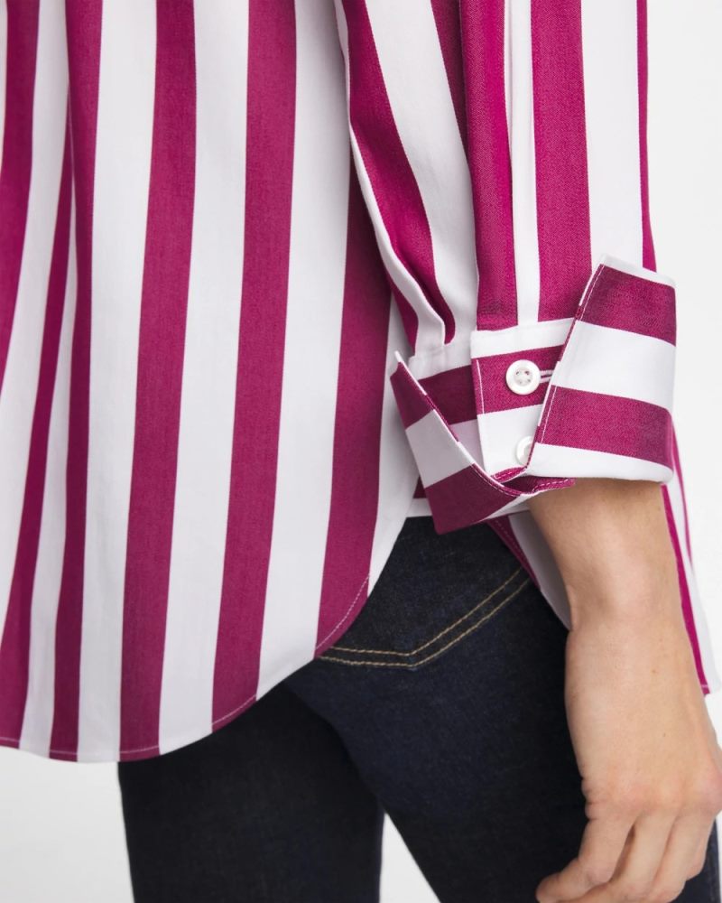 Chicos No Iron Stretch Striped Shirt - GLADIOLUS