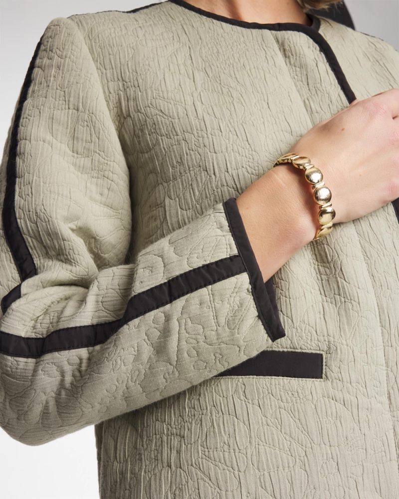 Chicos Collarless Quilted Box Jacket - SEAGRASS GREEN