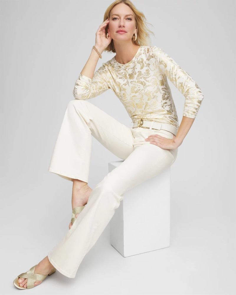 Chicos Touch of Cool™ Foiled Layering Tee - ECRU