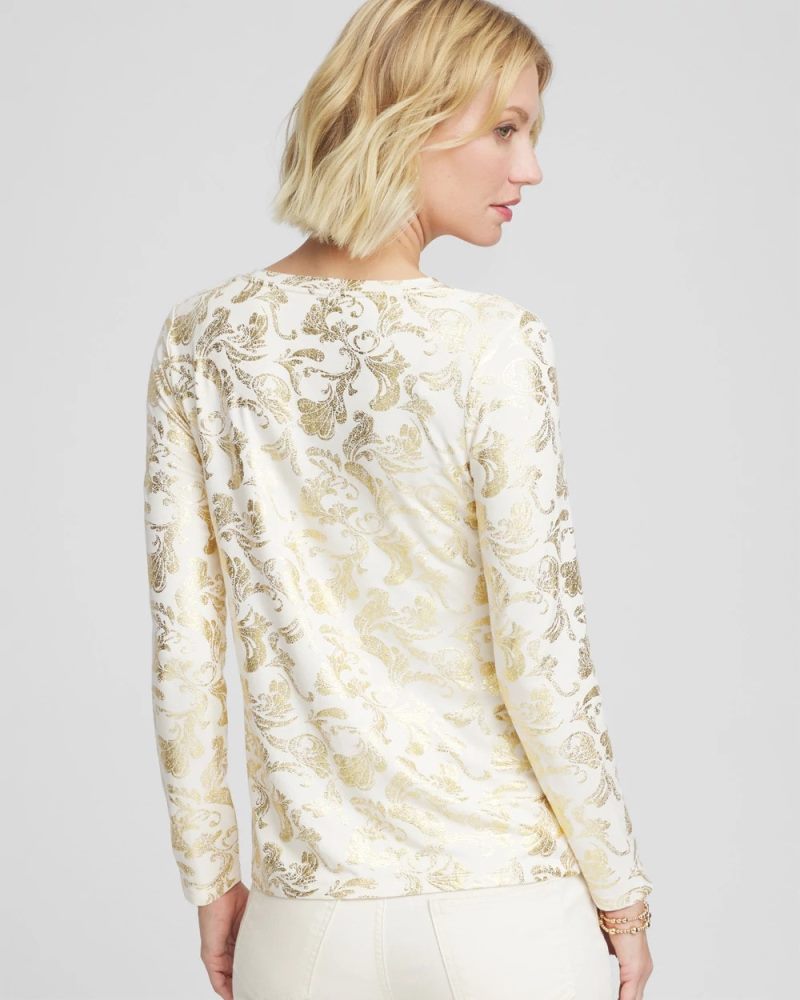 Chicos Touch of Cool™ Foiled Layering Tee - ECRU