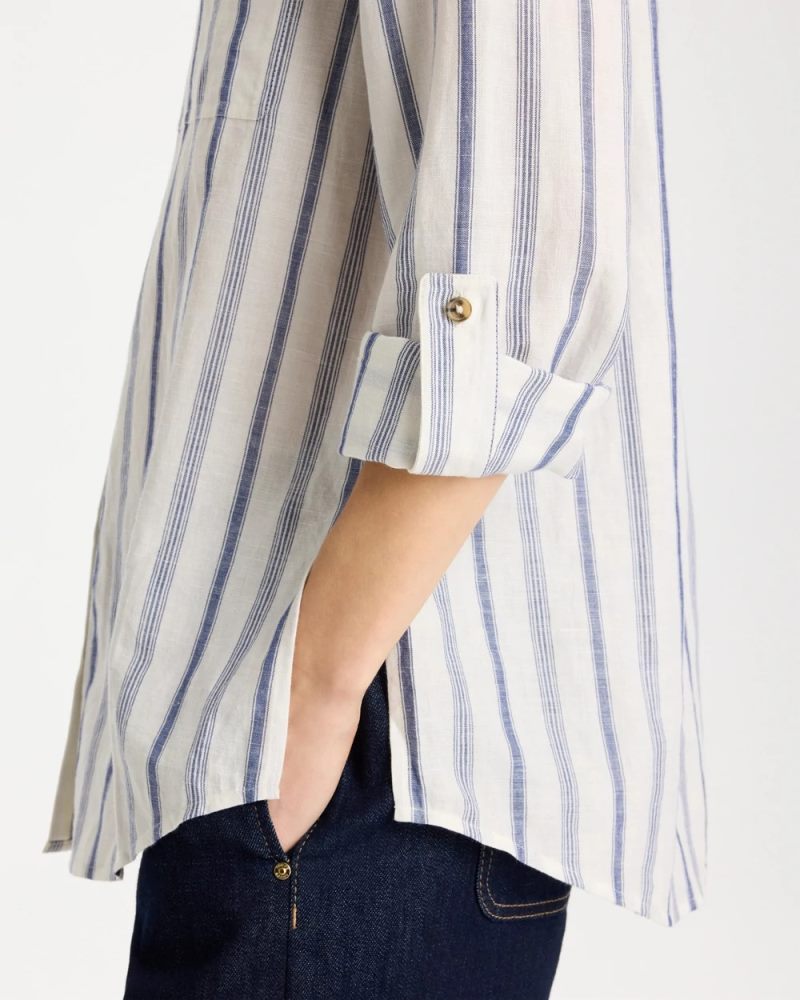 Chicos Linen-Cotton Utility Tunic - INDIGO