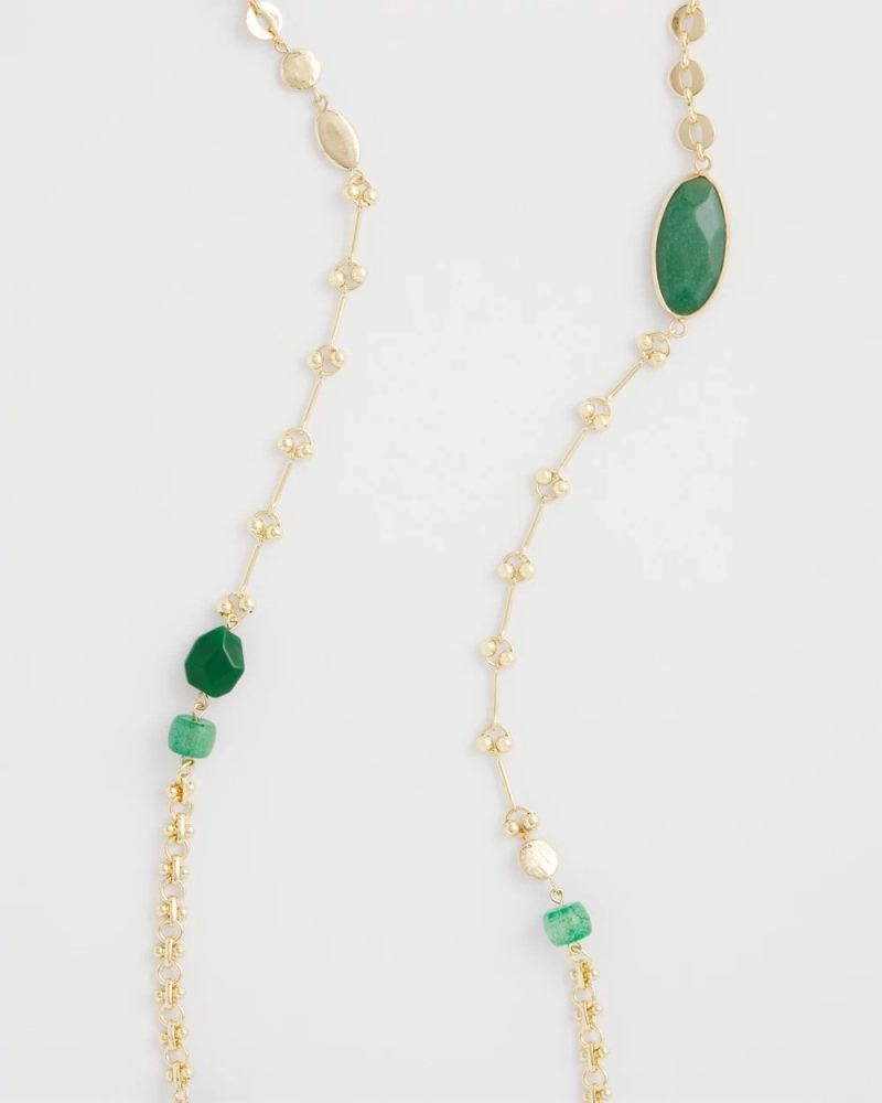 Chicos Green Accent Long Single Strand Necklace - GREEN