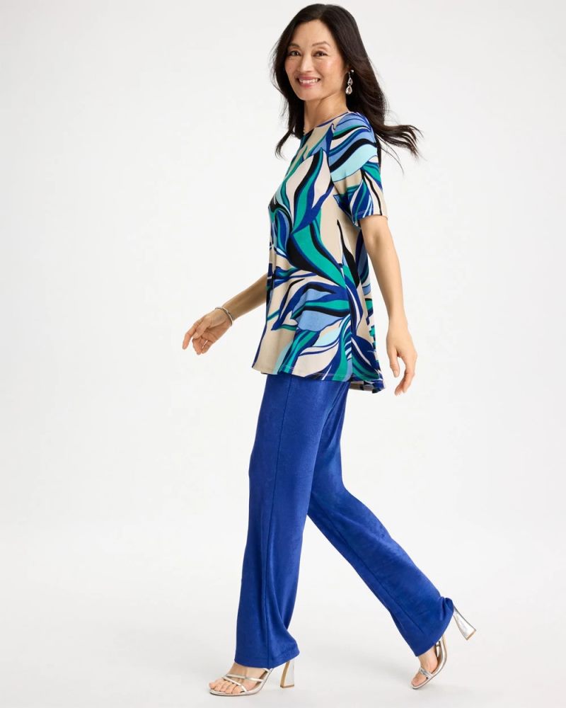 Chicos Travelers™ Marble Flora Swing Tunic - RICH COBALT