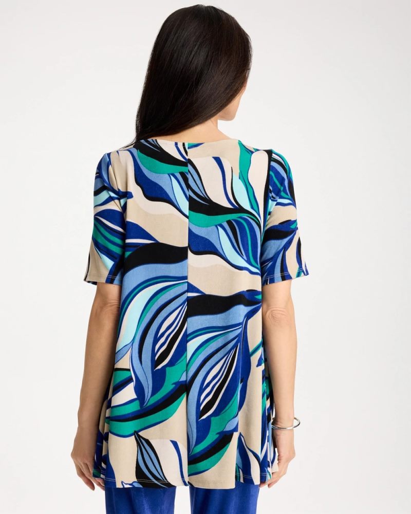 Chicos Travelers™ Marble Flora Swing Tunic - RICH COBALT