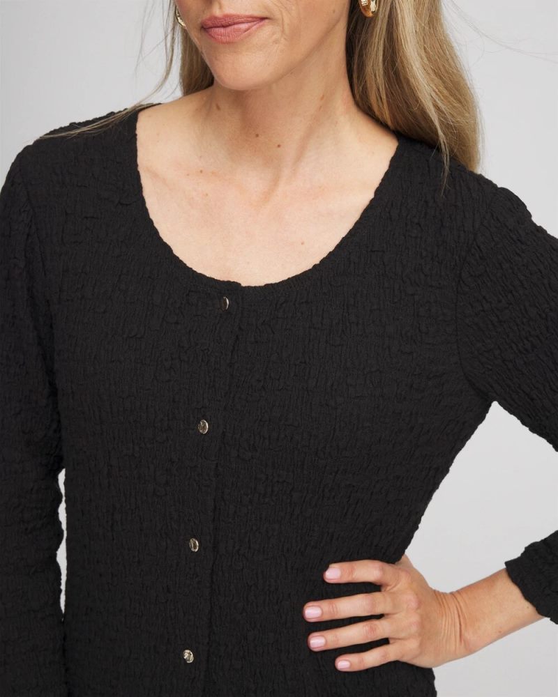 Chicos Textured Scoopneck Cardigan - BLACK