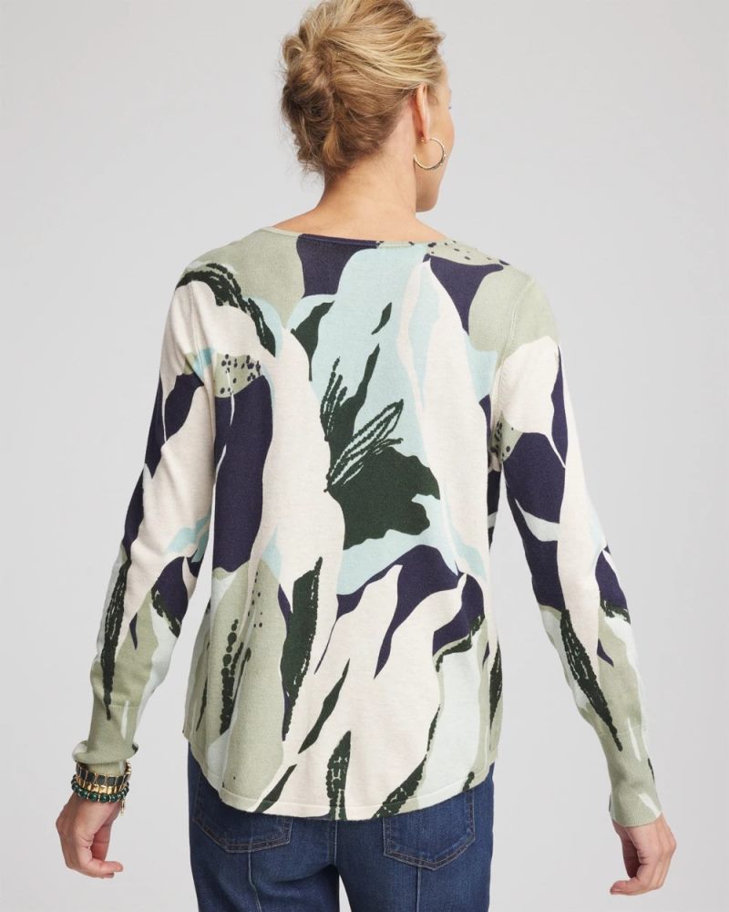 Chicos Ella La Fleur Pullover Sweater - SAGE MEADOW