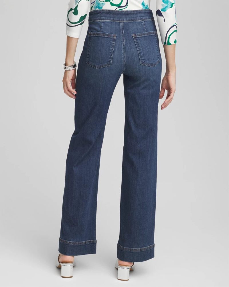 Chicos Pull-On Relaxed Leg Jeans - PAROS INDIGO