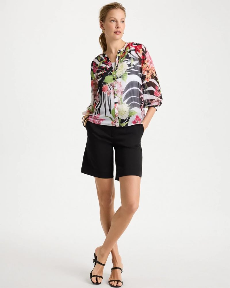 Chicos Georgette Lightweight Printed Blouse - CHERRY LUSH