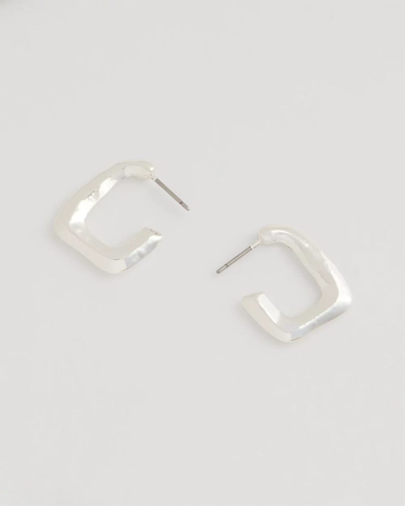 Chicos Mini Silvertone Square Earrings - SILVER