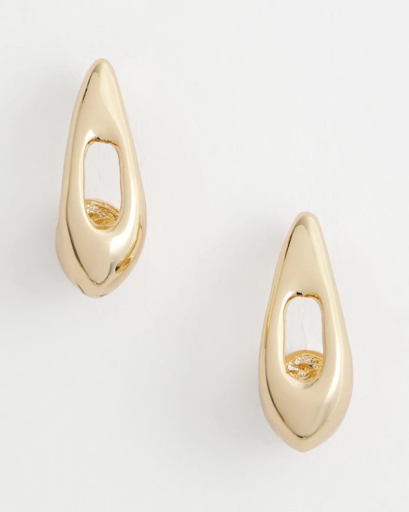 Chicos Gold Puff Hoop Earrings - GOLD