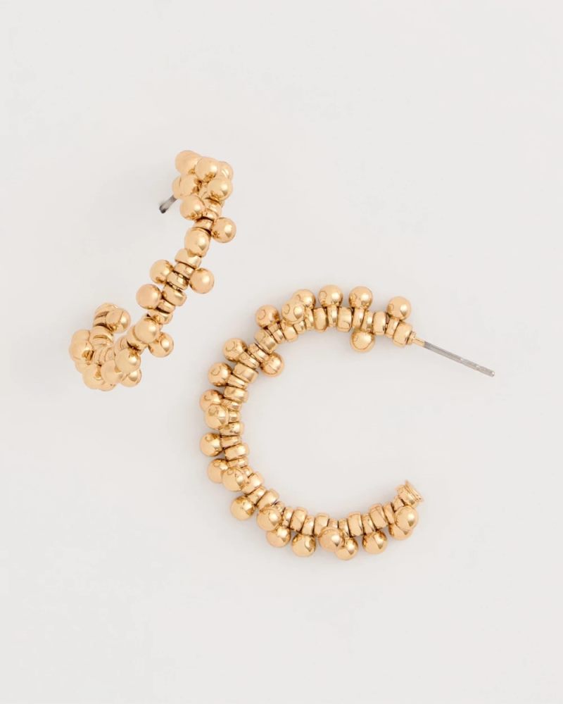 Chicos Golden Beaded Hoop Earrings - GOLD