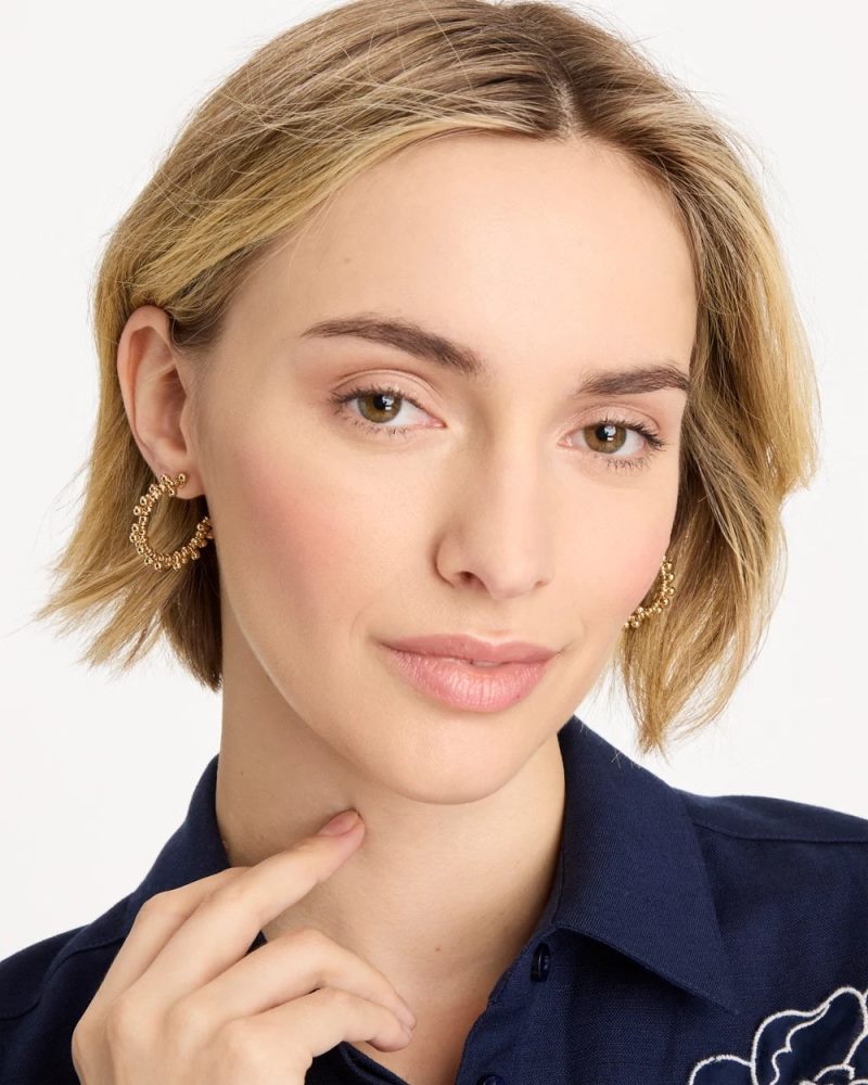 Chicos Golden Beaded Hoop Earrings - GOLD