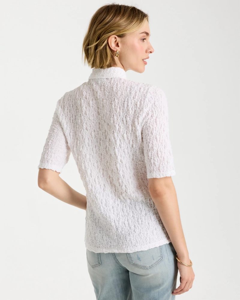 Chicos Textured Camp Tee - ALABASTER
