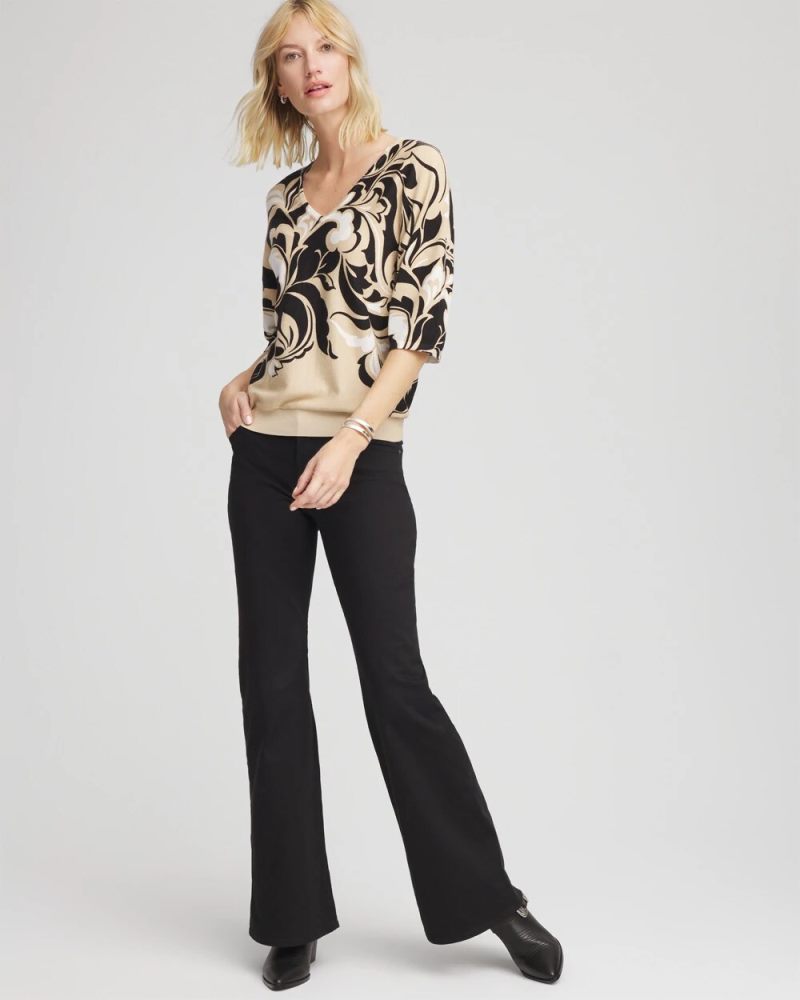 Chicos Printed Dolman Sweater - NEUTRAL