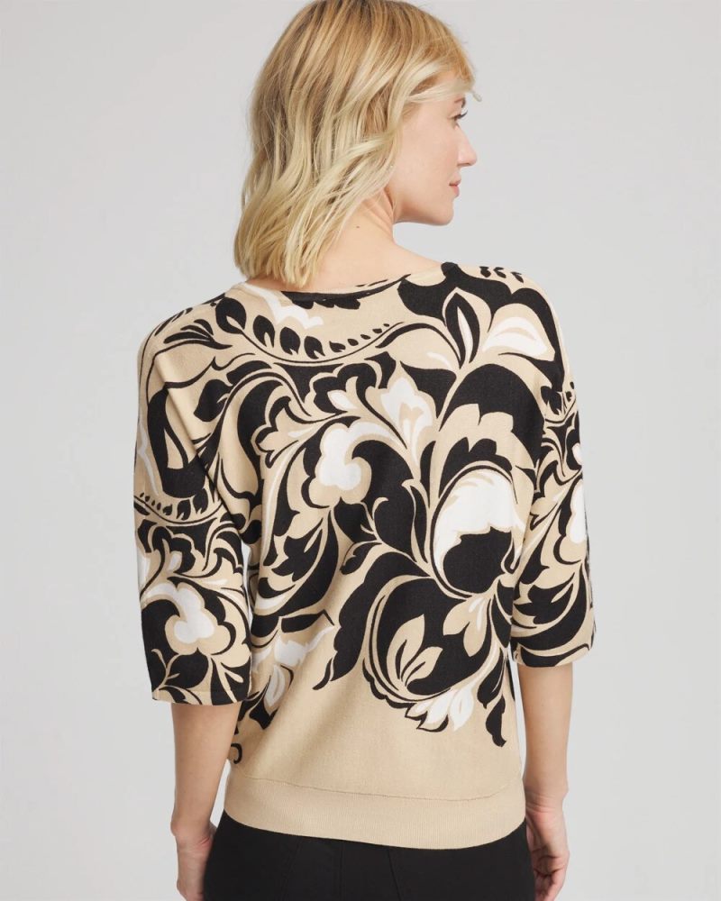 Chicos Printed Dolman Sweater - NEUTRAL