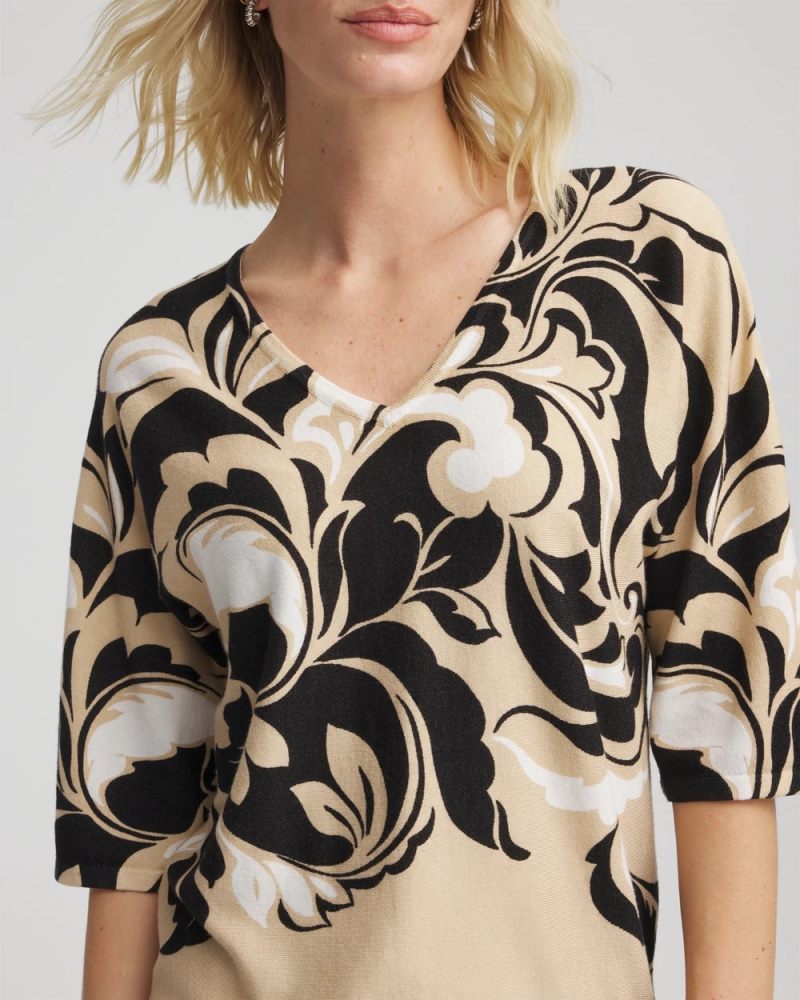 Chicos Printed Dolman Sweater - NEUTRAL