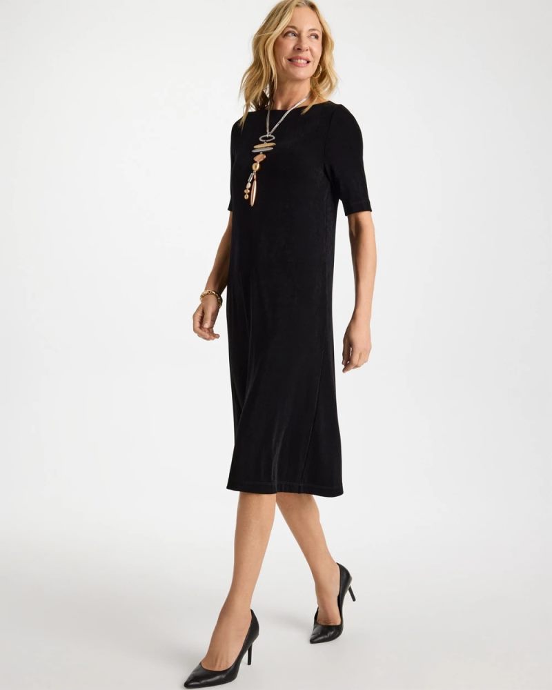 Chicos Travelers™ Elbow Sleeve Dress - TRAVELERS BLACK