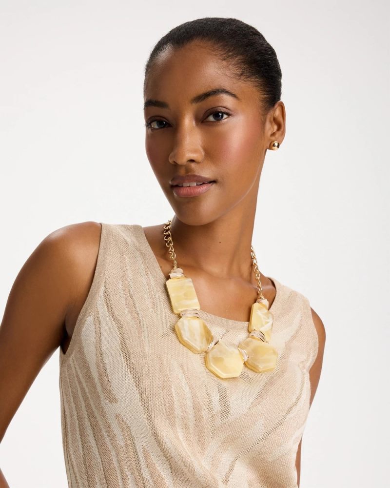 Chicos Chico's Originals Neutral Stone Bib Necklace - NEUTRAL