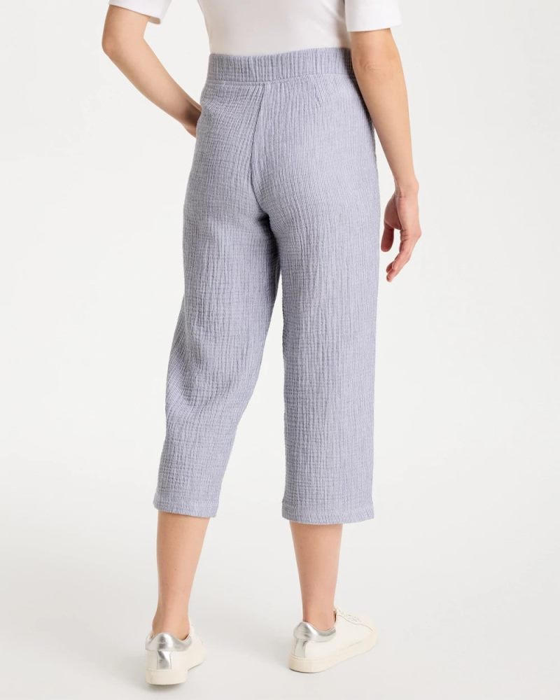 Chicos Zenergy® Striped Gauze Cropped Pants - BLUE
