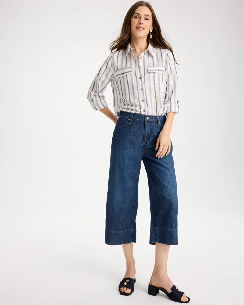 Chicos Lightweight Wide-Leg Capri Jeans - SOLANA INDIGO
