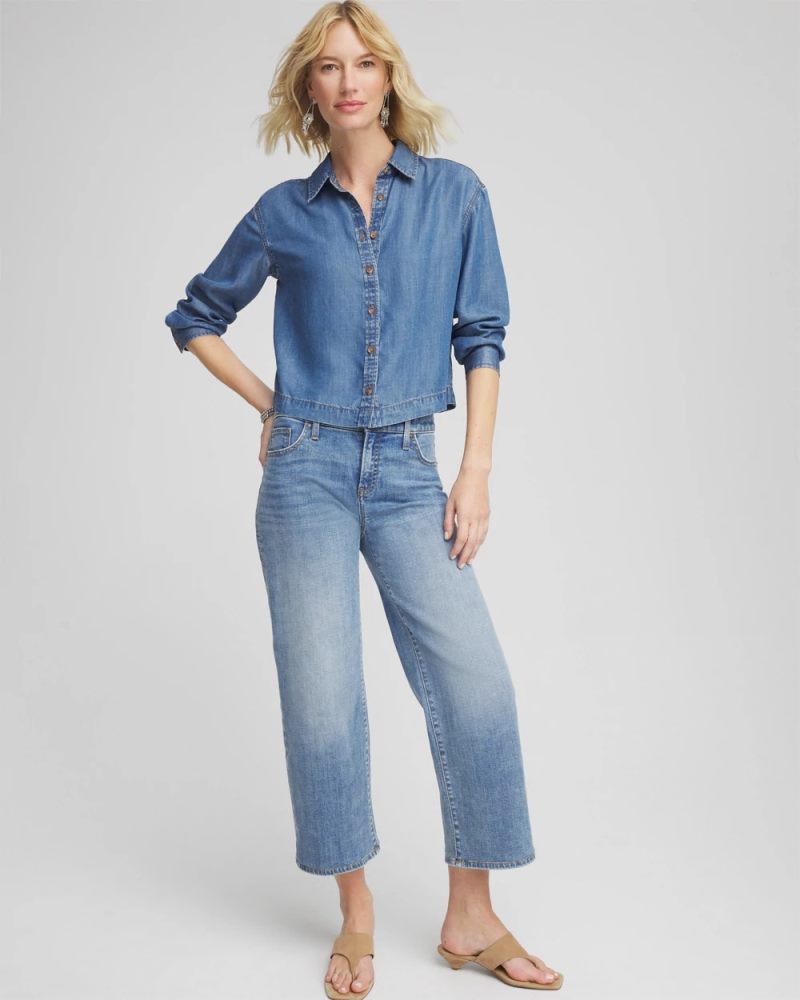 Chicos Tencel™ Cropped Denim Shirt - BAILEY INDIGO
