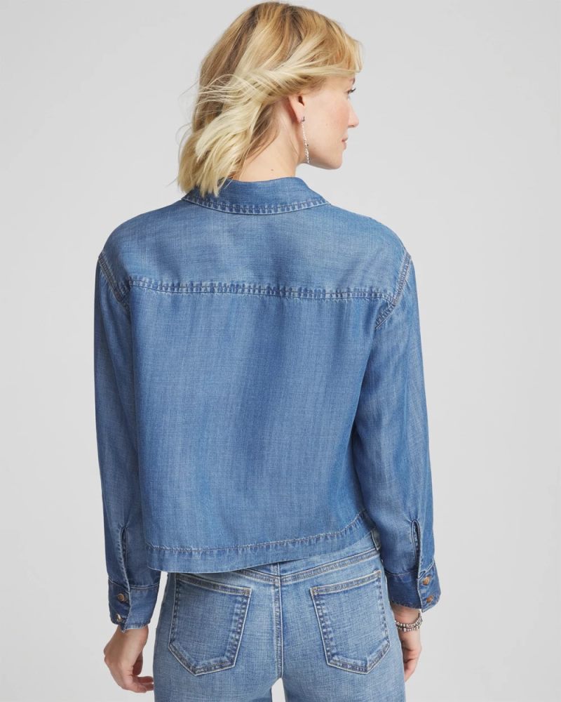 Chicos Tencel™ Cropped Denim Shirt - BAILEY INDIGO
