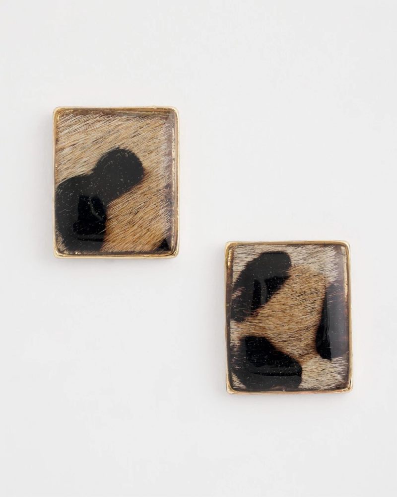 Chicos Chico's Originals Animal Square Stud Earrings - ANIMAL PRINT