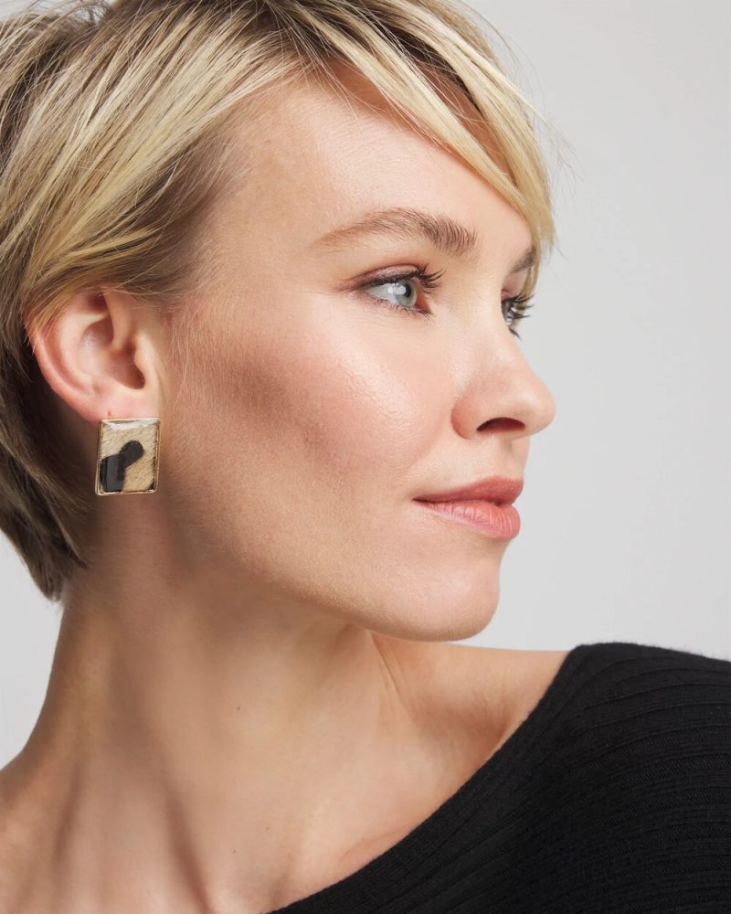 Chicos Chico's Originals Animal Square Stud Earrings - ANIMAL PRINT