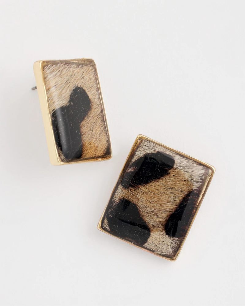 Chicos Chico's Originals Animal Square Stud Earrings - ANIMAL PRINT