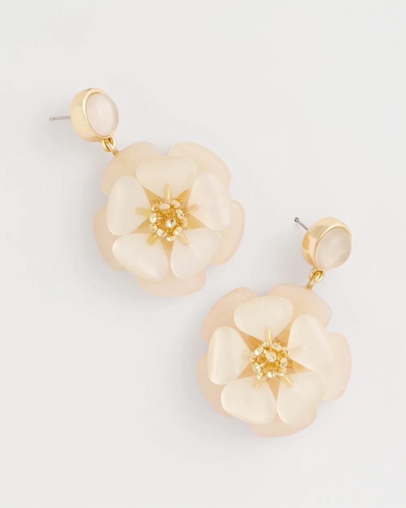 Chicos Neutral Flower Drop Earrings - NEUTRAL