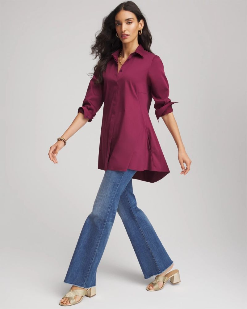 Chicos No Iron Pocketed Tunic - DEEP CHIANTI