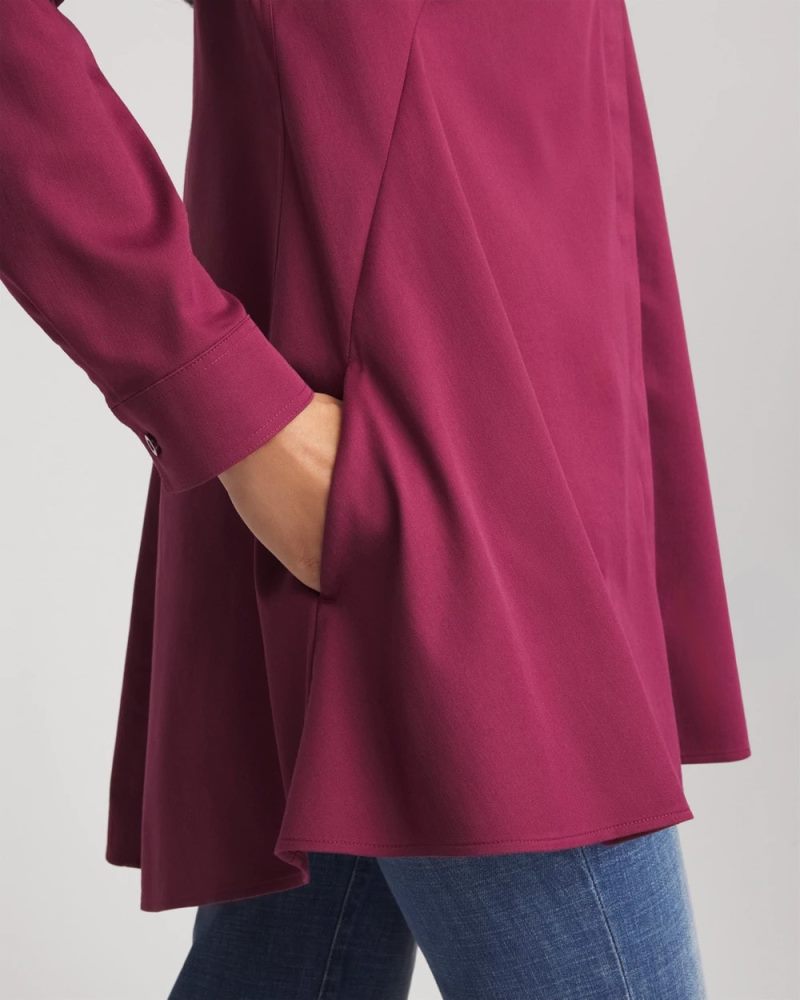 Chicos No Iron Pocketed Tunic - DEEP CHIANTI