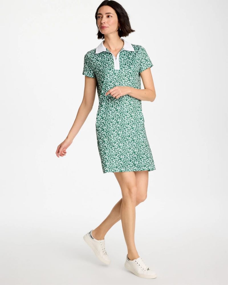 Chicos Zenergy® UPF Paint Contrast Dress - WATER LILY GREEN