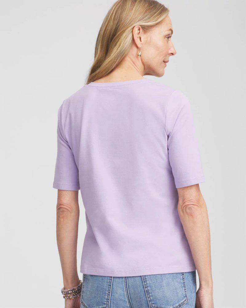 Chicos Elbow-Sleeve Perfect Tee - GENTLE LAVENDER