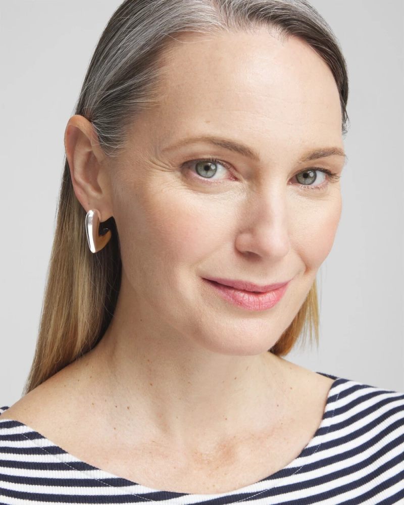 Chicos No Droop® Silver Tone Mini Hoops - SILVER